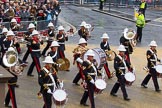 Lord Mayor's Show 2012: Entry 86 - Royal Marines Band (HMS Collingwood)..
Press stand opposite Mansion House, City of London,
London,
Greater London,
United Kingdom,
on 10 November 2012 at 11:38, image #1132