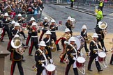 Lord Mayor's Show 2012: Entry 86 - Royal Marines Band (HMS Collingwood)..
Press stand opposite Mansion House, City of London,
London,
Greater London,
United Kingdom,
on 10 November 2012 at 11:38, image #1133