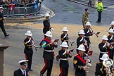 Lord Mayor's Show 2012: Entry 86 - Royal Marines Band (HMS Collingwood)..
Press stand opposite Mansion House, City of London,
London,
Greater London,
United Kingdom,
on 10 November 2012 at 11:38, image #1143