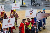 Lord Mayor's Show 2012: Entrry 104 - Modern Livery Companies, representing 26 Livery Companies..
Press stand opposite Mansion House, City of London,
London,
Greater London,
United Kingdom,
on 10 November 2012 at 11:51, image #1414