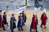 Lord Mayor's Show 2012: Entrry 104 - Modern Livery Companies, representing 26 Livery Companies..
Press stand opposite Mansion House, City of London,
London,
Greater London,
United Kingdom,
on 10 November 2012 at 11:51, image #1437