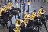 Lord Mayor's Show 2013: The Mounted Band of the Household Cavalry..
Press stand opposite Mansion House, City of London,
London,
Greater London,
United Kingdom,
on 09 November 2013 at 10:48, image #89