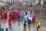 Lord Mayor's Show 2013: 7-Society of Young Freemen, escorts the figures of God and Magog, traditional guardians of London..
Press stand opposite Mansion House, City of London,
London,
Greater London,
United Kingdom,
on 09 November 2013 at 11:02, image #185
