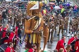 Lord Mayor's Show 2013: 7-Society of Young Freemen, escorts the figures of God and Magog, traditional guardians of London..
Press stand opposite Mansion House, City of London,
London,
Greater London,
United Kingdom,
on 09 November 2013 at 11:03, image #190