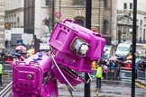 Lord Mayor's Show 2013: 59-Recycling in the City- The Binbot is joined again by his drumming street sweepers to celebrate 20th anniversary of the City's unique Clean City Awards scheme..
Press stand opposite Mansion House, City of London,
London,
Greater London,
United Kingdom,
on 09 November 2013 at 11:32, image #749
