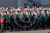 Remembrance Sunday 2012 Cenotaph March Past: Groups A16 - A19: Royal Irish Regiment Association/
Durham Light Infantry Association/King's Royal Rifle Corps Association/Royal Green Jackets Association..
Whitehall, Cenotaph,
London SW1,

United Kingdom,
on 11 November 2012 at 11:50, image #659