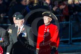 Remembrance Sunday Cenotaph March Past 2013: B3 - Royal Dragoon Guards with Chelsea Pensioner IP Sam Cameron..
Press stand opposite the Foreign Office building, Whitehall, London SW1,
London,
Greater London,
United Kingdom,
on 10 November 2013 at 11:59, image #1317