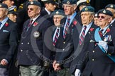 Remembrance Sunday at the Cenotaph in London 2014: Group C5 - National Service (Royal Air Force) Association.
Press stand opposite the Foreign Office building, Whitehall, London SW1,
London,
Greater London,
United Kingdom,
on 09 November 2014 at 11:39, image #100