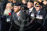 Remembrance Sunday at the Cenotaph in London 2014: Group D19 - South Atlantic Medal Association.
Press stand opposite the Foreign Office building, Whitehall, London SW1,
London,
Greater London,
United Kingdom,
on 09 November 2014 at 11:46, image #399