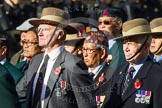 Remembrance Sunday at the Cenotaph in London 2014: Group D25 - Gurkha Brigade Association.
Press stand opposite the Foreign Office building, Whitehall, London SW1,
London,
Greater London,
United Kingdom,
on 09 November 2014 at 11:47, image #471