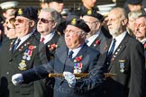 Remembrance Sunday at the Cenotaph in London 2014: Group E17 - HMS Ganges Association.
Press stand opposite the Foreign Office building, Whitehall, London SW1,
London,
Greater London,
United Kingdom,
on 09 November 2014 at 11:51, image #695