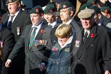 Remembrance Sunday at the Cenotaph in London 2014: Group A2 - Rifles Regimental Association.
Press stand opposite the Foreign Office building, Whitehall, London SW1,
London,
Greater London,
United Kingdom,
on 09 November 2014 at 11:59, image #1110