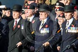 Remembrance Sunday at the Cenotaph in London 2014: Group A3 - The Rifles & Royal Gloucestershire, Berkshire & Wiltshire Regimental Association.
Press stand opposite the Foreign Office building, Whitehall, London SW1,
London,
Greater London,
United Kingdom,
on 09 November 2014 at 11:59, image #1122