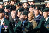 Remembrance Sunday at the Cenotaph in London 2014: Group A9 - Royal Green Jackets Association.
Press stand opposite the Foreign Office building, Whitehall, London SW1,
London,
Greater London,
United Kingdom,
on 09 November 2014 at 12:01, image #1187