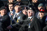 Remembrance Sunday at the Cenotaph in London 2014: Group B13 - Royal Army Service Corps & Royal Corps of Transport Association.
Press stand opposite the Foreign Office building, Whitehall, London SW1,
London,
Greater London,
United Kingdom,
on 09 November 2014 at 12:09, image #1649