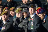 Remembrance Sunday at the Cenotaph in London 2014: Group B16 - Royal Pioneer Corps Association.
Press stand opposite the Foreign Office building, Whitehall, London SW1,
London,
Greater London,
United Kingdom,
on 09 November 2014 at 12:09, image #1683