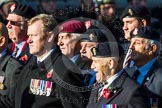 Remembrance Sunday at the Cenotaph in London 2014: Group B19 - Royal Electrical & Mechanical Engineers Association.
Press stand opposite the Foreign Office building, Whitehall, London SW1,
London,
Greater London,
United Kingdom,
on 09 November 2014 at 12:10, image #1720
