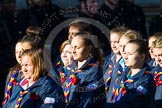 Remembrance Sunday at the Cenotaph in London 2014: Group M50 - Girlguiding London & South East England.
Press stand opposite the Foreign Office building, Whitehall, London SW1,
London,
Greater London,
United Kingdom,
on 09 November 2014 at 12:21, image #2320