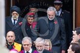 Remembrance Sunday at the Cenotaph in London 2014: The leaders of the faith communities emerging from the door of the Foreign- and Commonwealth Office.
Press stand opposite the Foreign Office building, Whitehall, London SW1,
London,
Greater London,
United Kingdom,
on 09 November 2014 at 10:57, image #139