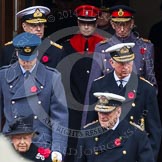 Remembrance Sunday at the Cenotaph in London 2014: Members of the Royal Family emerging from the Foreign- and Commonwealth Office - HM The Queen, HM The Duke of Edinburgh, HRH The Duke of Cambridge HRH The Prince of Wales, HRH The Duke of York, HRH The Earl of Wessex and HRH The Duke of Kent.
Press stand opposite the Foreign Office building, Whitehall, London SW1,
London,
Greater London,
United Kingdom,
on 09 November 2014 at 10:58, image #143