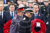 Remembrance Sunday at the Cenotaph in London 2014: HRH The Duke of York and HRH The Duke of Kent walking past the rows of politicians.
Press stand opposite the Foreign Office building, Whitehall, London SW1,
London,
Greater London,
United Kingdom,
on 09 November 2014 at 10:59, image #148