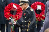 Remembrance Sunday at the Cenotaph in London 2014: HRH The Duke of Edinburgh walking towards the Cenotaph with his wreath.
Press stand opposite the Foreign Office building, Whitehall, London SW1,
London,
Greater London,
United Kingdom,
on 09 November 2014 at 11:04, image #191