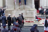 Remembrance Sunday at the Cenotaph in London 2014: The Ambassador of Ireland to Great Britain (?) laying his wreath at the Cenotaph.
Press stand opposite the Foreign Office building, Whitehall, London SW1,
London,
Greater London,
United Kingdom,
on 09 November 2014 at 11:13, image #256