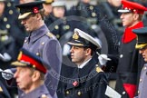 Remembrance Sunday at the Cenotaph in London 2014: Commander Andrew Canale, Royal Navy, equerry to HM The Queen, singing at the service.
Press stand opposite the Foreign Office building, Whitehall, London SW1,
London,
Greater London,
United Kingdom,
on 09 November 2014 at 11:16, image #270