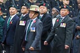 Remembrance Sunday at the Cenotaph 2015: Group D17, British Gurkha Welfare Society.
Cenotaph, Whitehall, London SW1,
London,
Greater London,
United Kingdom,
on 08 November 2015 at 11:55, image #701