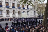 Remembrance Sunday at the Cenotaph 2015: The Massed Bands move position to allow  the second of the three columns of veterans to march past the Cenotaph.
Cenotaph, Whitehall, London SW1,
London,
Greater London,
United Kingdom,
on 08 November 2015 at 11:56, image #748