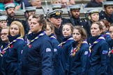 Remembrance Sunday at the Cenotaph 2015: Group M51, Girlguiding London & South East England.
Cenotaph, Whitehall, London SW1,
London,
Greater London,
United Kingdom,
on 08 November 2015 at 12:21, image #1732