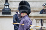 Remembrance Sunday at the Cenotaph 2015: Garrison Sergeant Major Andrew 'Vern' Stokes, in charge of ceremonial events at London District, saluting at the Cenotaph. Image #19, 08 November 2015 09:55 Whitehall, London, UK