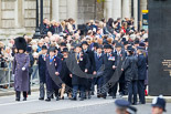 Remembrance Sunday at the Cenotaph 2015: The first column of veterans marching along Whitehall, passing the Memorial for Women in World War II. Image #24, 08 November 2015 10:15 Whitehall, London, UK