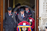 Remembrance Sunday at the Cenotaph 2015: Leading members of the Royal British Legion and other charities, on the left their president, Vice Admiral Peter Wilkinson, leaving the Foreign- and Commonwealth Office. Image #62, 08 November 2015 10:40 Whitehall, London, UK