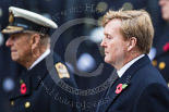 Remembrance Sunday at the Cenotaph 2015: HM The King of the Netherlands, Willem-Alexander, standing next to HM The Duke of Edinburgh at the Cenotaph on Remembrance Sunday 2015. Image #147, 08 November 2015 10:59 Whitehall, London, UK