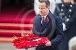 Remembrance Sunday at the Cenotaph 2015: The Prime Minister, David Cameron, about to lay his wreath at the Cenotaph. Image #205, 08 November 2015 11:06 Whitehall, London, UK