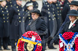 Remembrance Sunday at the Cenotaph 2015: The Royal British Legion Women’s Section National Chairman Mrs Marilyn Humphry. On the right Janet Harvey, representing the British Legion Scotland. Image #332, 08 November 2015 11:24 Whitehall, London, UK