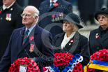 Remembrance Sunday at the Cenotaph 2015: On the way to the Cenotaph to lay their wreaths: Patrick Mitford-Slade for the Royal Commonwealth Ex-Services League, Jan Harvey for Royal British Legion Scotland and Marilyn Humphry for the Royal British Legion Women’s Section. Image #341, 08 November 2015 11:25 Whitehall, London, UK