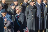 Merchant Navy Association  (Group E3, 40 members) during the Royal British Legion March Past on Remembrance Sunday at the Cenotaph, Whitehall, Westminster, London, 11 November 2018, 11:42.