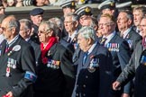 The Aircraft Handlers Association  (Group E4, 58 members) during the Royal British Legion March Past on Remembrance Sunday at the Cenotaph, Whitehall, Westminster, London, 11 November 2018, 11:42.