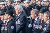 The Queen's Body Guard of the Yeomen of the Guard (Group F10, 15 members) during the Royal British Legion March Past on Remembrance Sunday at the Cenotaph, Whitehall, Westminster, London, 11 November 2018, 11:51.