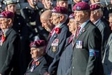 Guards Parachute Association (Group A20, 24 members) during the Royal British Legion March Past on Remembrance Sunday at the Cenotaph, Whitehall, Westminster, London, 11 November 2018, 11:59.