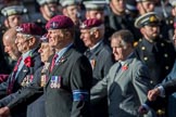 Guards Parachute Association (Group A20, 24 members) during the Royal British Legion March Past on Remembrance Sunday at the Cenotaph, Whitehall, Westminster, London, 11 November 2018, 11:59.