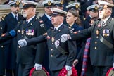 Corps Security (Group M48, 4 members) during the Royal British Legion March Past on Remembrance Sunday at the Cenotaph, Whitehall, Westminster, London, 11 November 2018, 12:31.