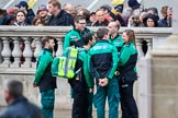 St John Ambulance staff gather on Whitehall before the Remembrance Sunday Cenotaph Ceremony 2018 at Horse Guards Parade, Westminster, London, 11 November 2018, 09:26.