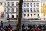 The Service detachment from the Royal Navy is in position on the Foreign and Commonwealth Office side of Whitehall before the Remembrance Sunday Cenotaph Ceremony 2018 at Horse Guards Parade, Westminster, London, 11 November 2018, 10:20.