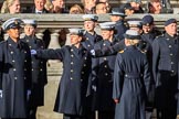 The members of the Service detachment from the Royal Navy are checking their distance from each other before the Remembrance Sunday Cenotaph Ceremony 2018 at Horse Guards Parade, Westminster, London, 11 November 2018, 10:21.