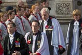 The Bishop’s Procession leaving the Foreign and Commonwealth Office, here the Serjeant of the Vestry, Mr Jonathan Simpson, the Forces Chaplain, the Venerable John Ellis QHC RAF, Chaplain­in­Chief to the RAF, the Sub­Dean of Her Majesty's Chapels Royal, Lieutenant Colonel the Reverend Canon Paul Wright, and The Right Reverend and Right Honourable Dame Sarah Mullally DBE, the Lord Bishop of London during the Remembrance Sunday Cenotaph Ceremony 2018 at Horse Guards Parade, Westminster, London, 11 November 2018, 10:53.