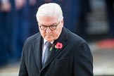 HE The President of the Federal Republic of Germany, Frank-Walter Steinmeier  turning away from the Cenotaph during the Remembrance Sunday Cenotaph Ceremony 2018 at Horse Guards Parade, Westminster, London, 11 November 2018, 11:05.