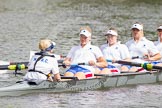 Henley Royal Regatta 2012 (Thursday): The NewcastleUniversity Eight on the way to the start.
River Thames beteen Henley-on-Thames and Remenham/Temple Island ,
Henley-on-Thames,
Oxfordshire,
United Kingdom,
on 28 June 2012 at 10:35, image #104